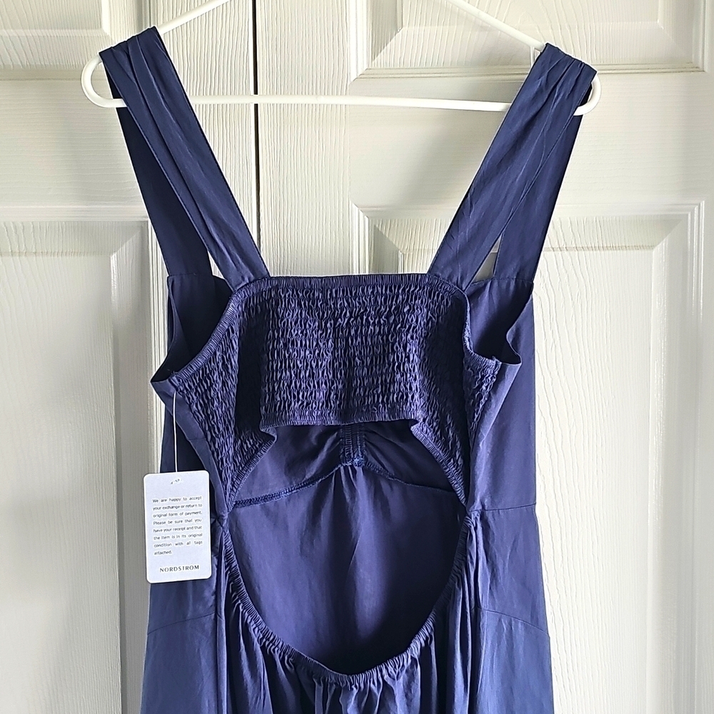 NWT Stitchdrop Bae Shore Sleeveless Midi Dress Flared Smocked Back BLUE Large - Picture 8 of 12